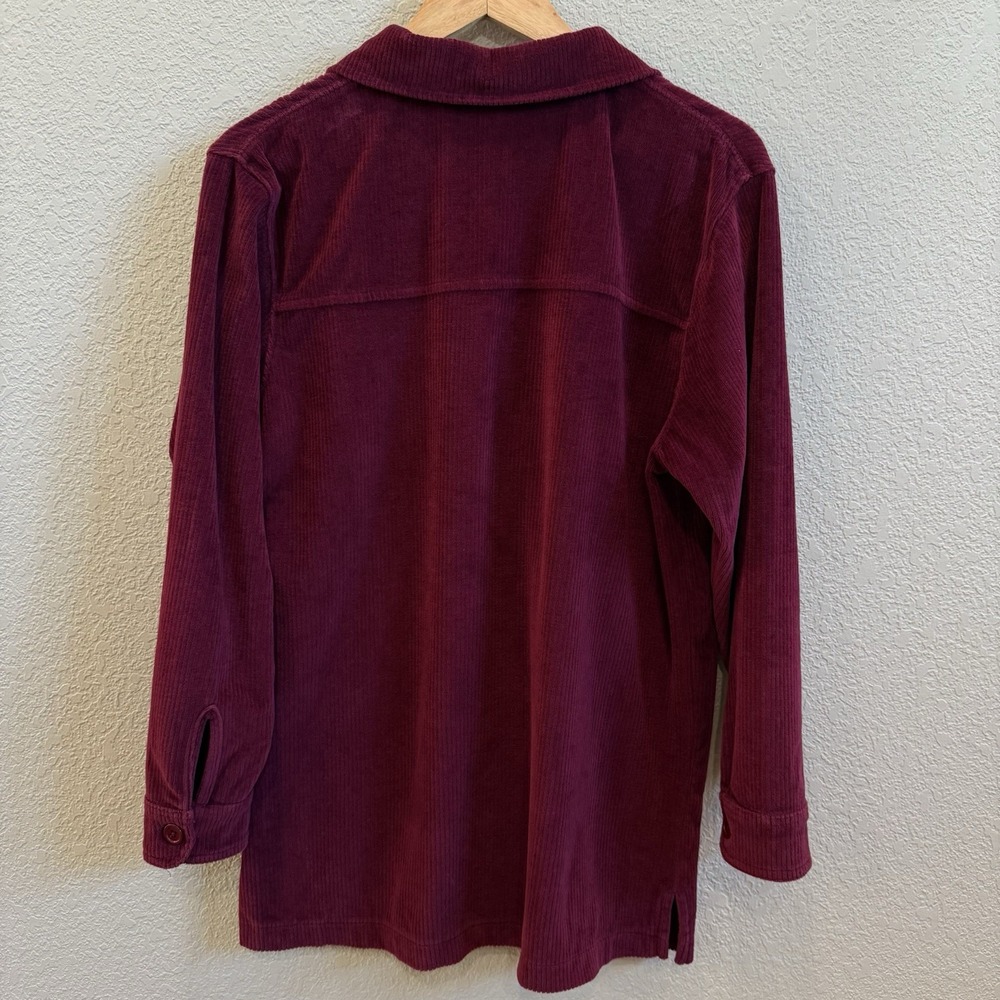 NorthCrest Burgundy Corduroy Button Down Tunic Shirt S (6-8) - Picture 2 of 4